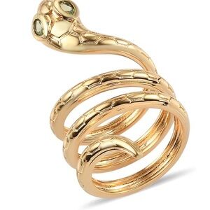 Karis Peridot Everlasting Love Entwined Snake Ring in 18K YG Plated 7.15 Grams